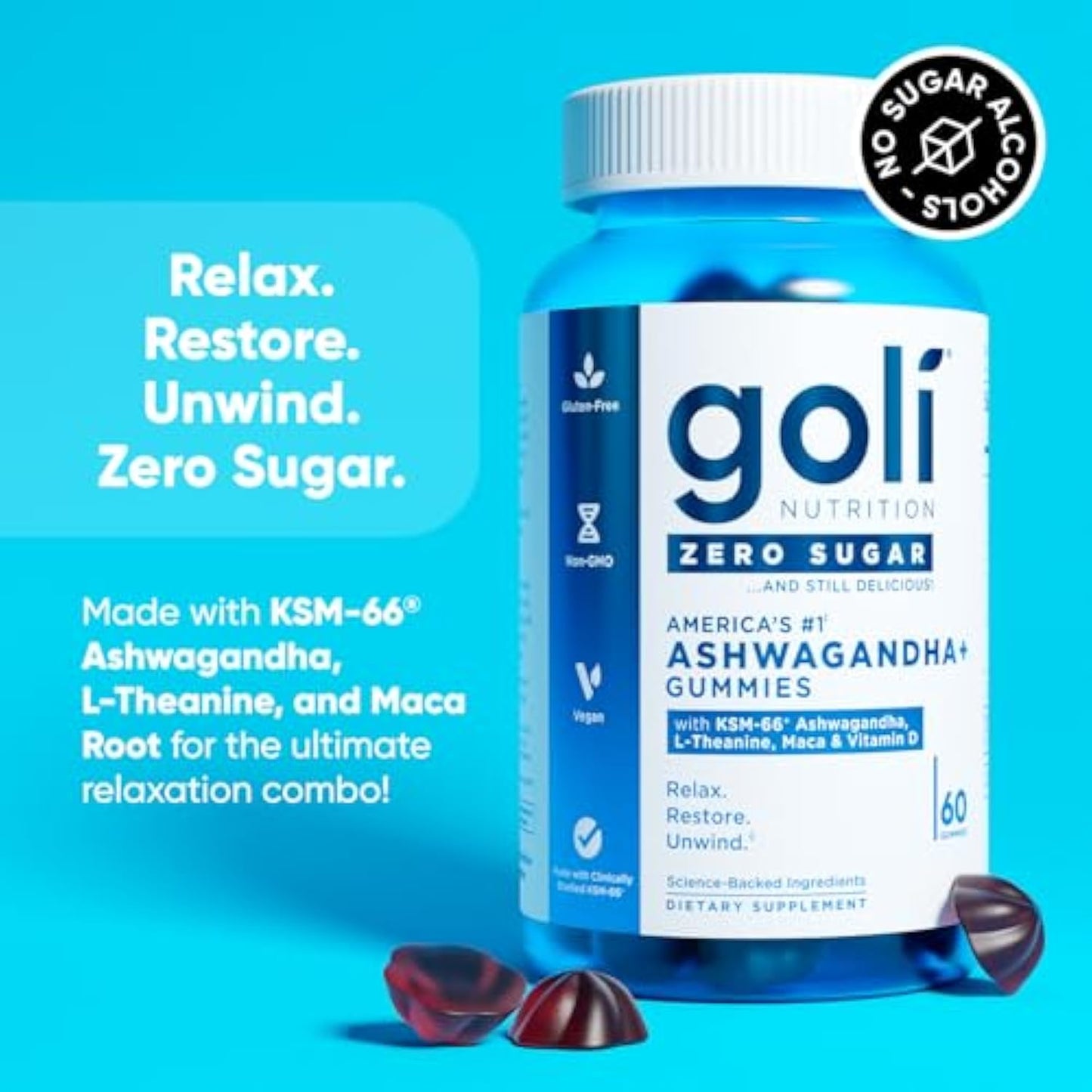 Goli Zero Sugar Creatine Gummies AshwaCummies Pack of 3