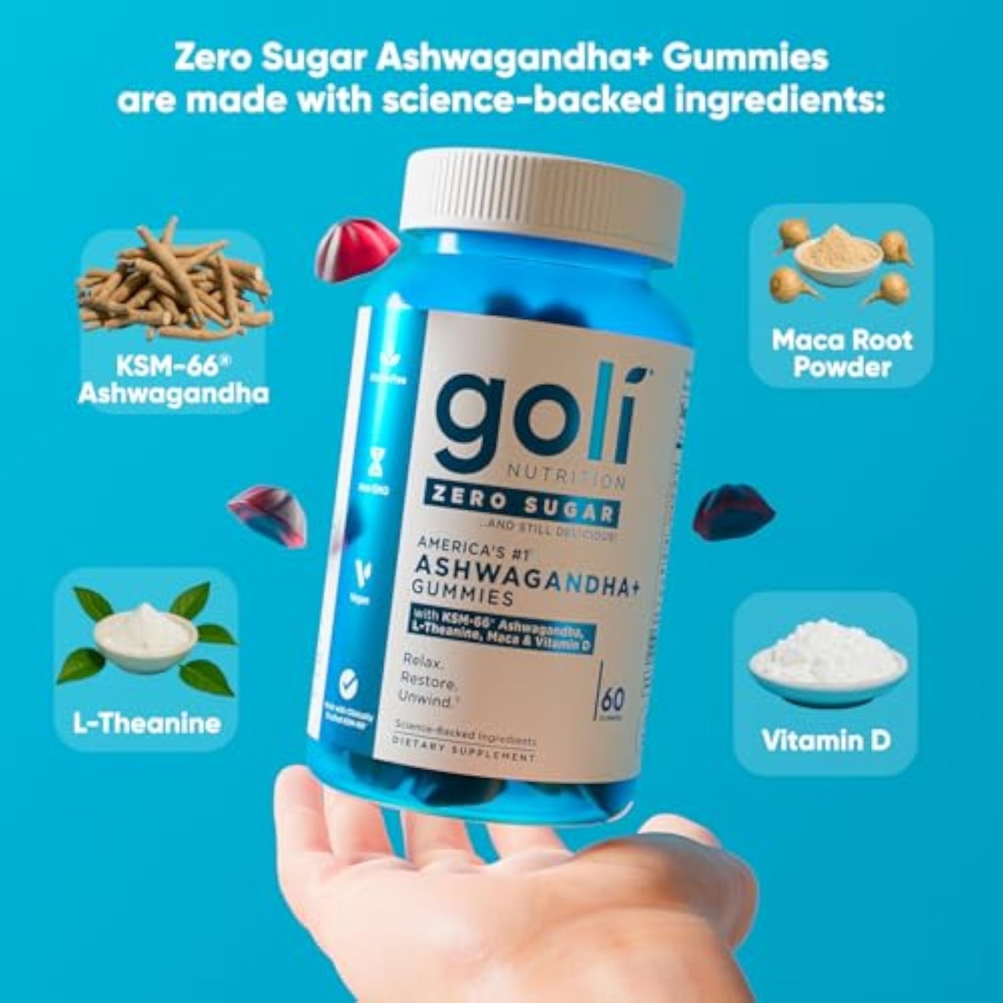 Goli Zero Sugar Creatine Gummies AshwaCummies Pack of 3